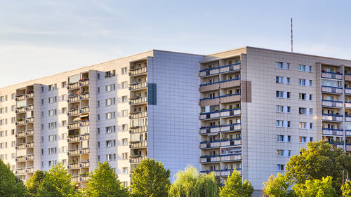 public housing in Berlin during sunset
