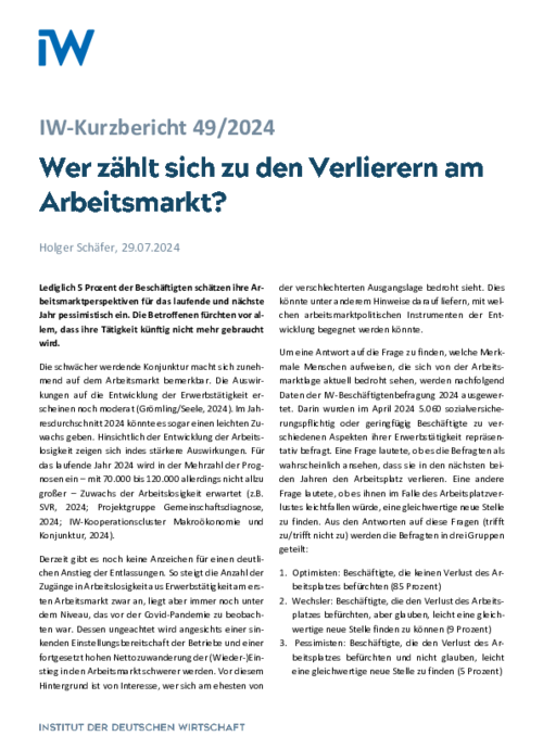 Wer zählt sich zu den Verlierern am Arbeitsmarkt?