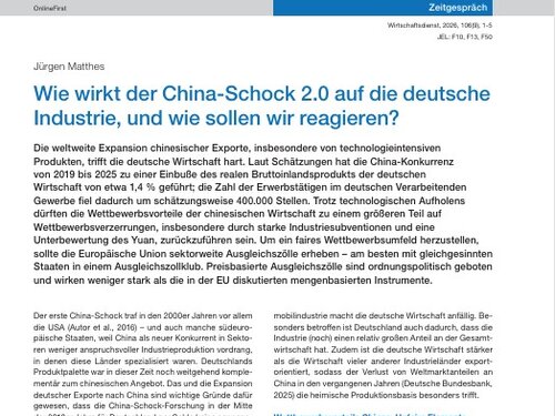 Wie wirkt der China-Schock 2.0 auf die deutsche Industrie, und wie sollen wir reagieren?