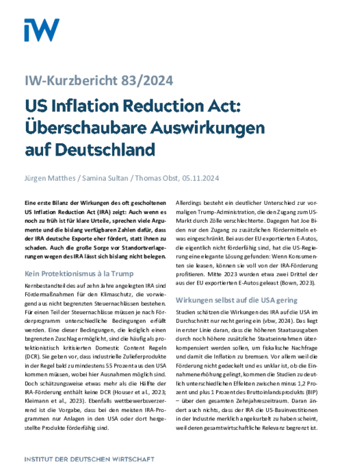 Überschaubare Auswirkungen auf Deutschland
