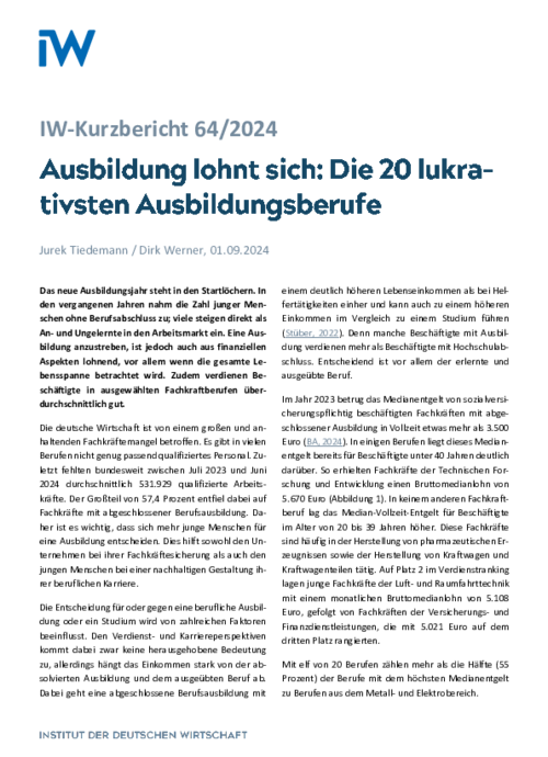 Die 20 lukrativsten Ausbildungsberufe