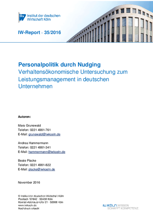 Verhaltensökonomische Untersuchung zum Leistungsmanagement in deutschen Unternehmen