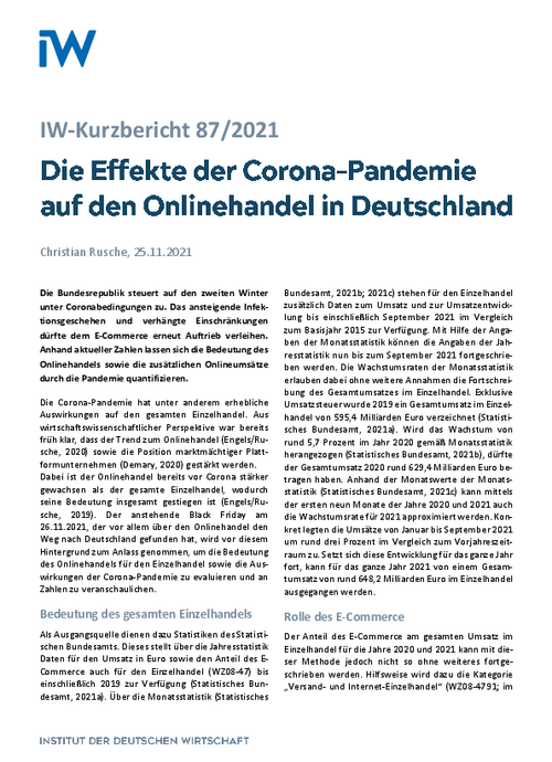 Die Effekte der Corona-Pandemie auf den Onlinehandel in Deutschland