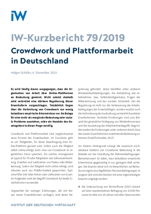 Crowdwork und Plattformarbeit in Deutschland