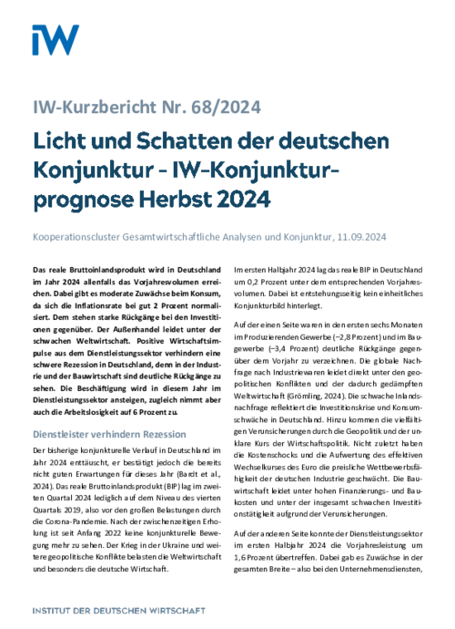 IW-Konjunkturprognose Herbst 2024
