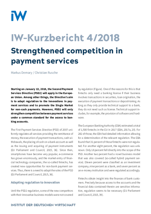 Strengthened competition in payment services