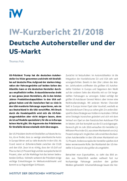 Deutsche Autohersteller und der US-Markt
