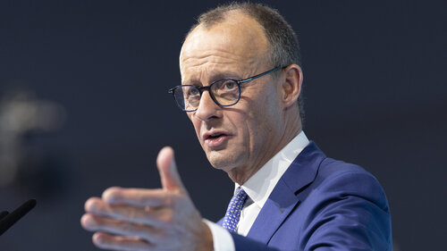 Friedrich Merz bei einem Wahlkampfauftritt in Berlin.