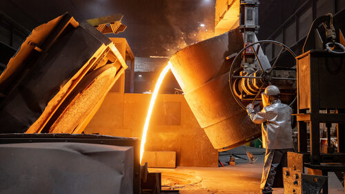 KREFELD, GERMANY - APRIL 21: A worker pours molten iron into a mould at the Siempelkamp Giesserei foundry on April 21, 2022 in Krefeld, Germany. The Siempelkamp foundry is one of many companies in Germany's manufacturing sector that would be acutely affected by a halt of Russian energy imports, especially natural gas. The company, which makes parts including for applications in the renewable energies sector, is one of the few in Europe that can cast pieces up to 300 tonnes. A company spokesman said that a disruption to Germany's natural gas supply would bring much of the foundry's manufacturing ability to a halt. In addition Siempelkamp is already facing multifold price increases for its raw materials, including scrap iron, nickel, aluminum and other metals, due to the current EU sanctions against Russia. The German government is currently wrestling with how it can reduce Germany's heavy dependence on Russian energy imports in the wake of Russia's military invasion of Ukraine. (Photo by Sascha Schuermann/Getty Images) KREFELD, GERMANY - APRIL 21: A worker pours molten iron into a mould at the Siempelkamp Giesserei foundry on April 21, 2022 in Krefeld, Germany. The Siempelkamp foundry is one of many companies in Germany's manufacturing sector that would be acutely affected by a halt of Russian energy imports, especially natural gas. The company, which makes parts including for applications in the renewable energies sector, is one of the few in Europe that can cast pieces up to 300 tonnes. A company spokesman said that a disruption to Germany's natural gas supply would bring much of the foundry's manufacturing ability to a halt. In addition Siempelkamp is already facing multifold price increases for its raw materials, including scrap iron, nickel, aluminum and other metals, due to the current EU sanctions against Russia. The German government is currently wrestling with how it can reduce Germany's heavy dependence on Russian energy imports in the wake of Russia's military invasion of Ukraine. (Photo by Sascha Schuermann/Getty Images)