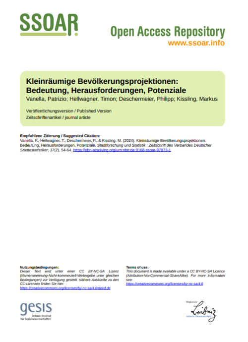 Kleinräumige Bevölkerungsprojektionen – Bedeutung, Herausforderungen, Potenziale