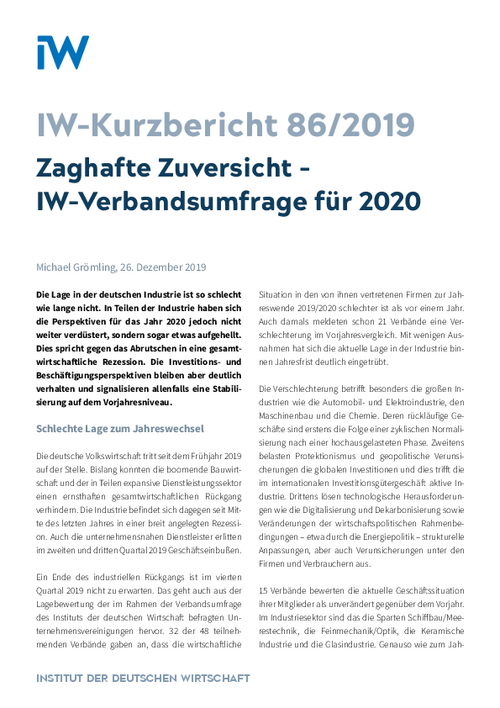 IW-Verbandsumfrage für 2020