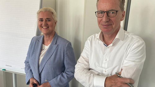 Angela Titzrath, CEO Hamburger Hafen und Logistik AG und IW-Direktor Michael Hüther