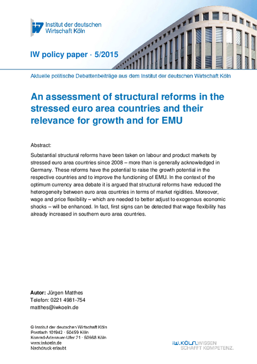 An assessment of structural reforms in the stressed euro area countries and their relevance for growth and for EMU