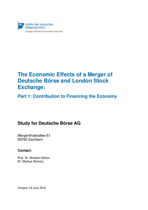 The Economic Effects of a Merger of Deutsche Börse and London Stock Exchange