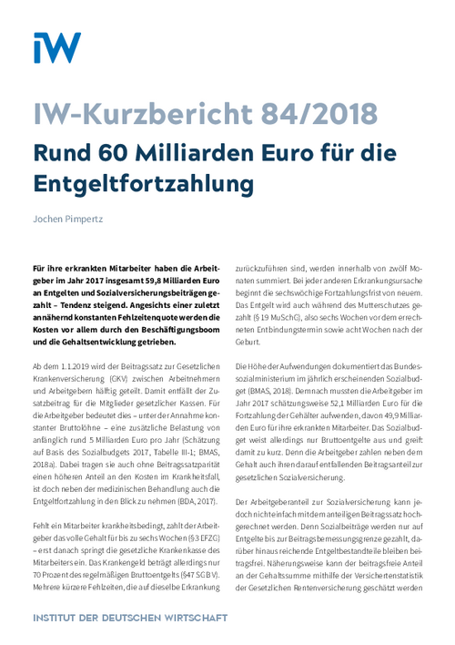 Rund 60 Milliarden Euro für die Entgeltfortzahlung