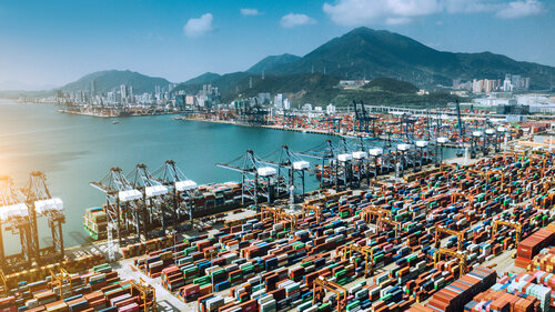 Aerial View of container ship terminal in Shenzhen, China
