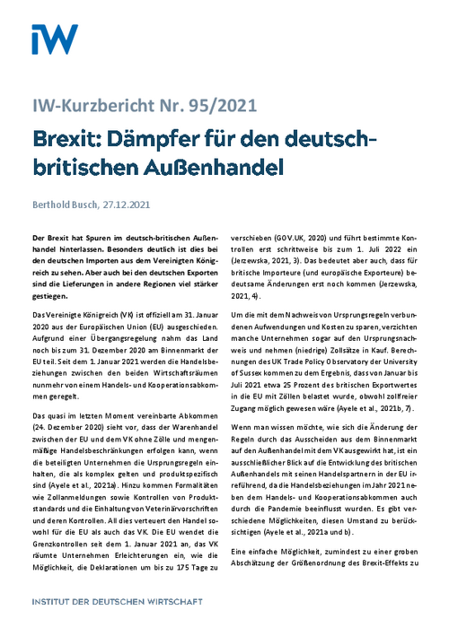 Dämpfer für den deutsch-britischen Außenhandel