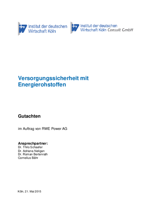 Versorgungssicherheit mit Energierohstoffen