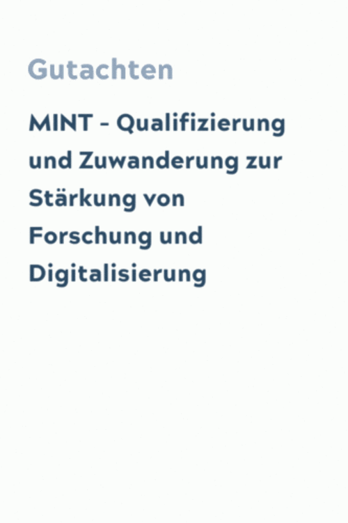 MINT – Qualifizierung und Zuwanderung zur Stärkung von Forschung und Digitalisierung
