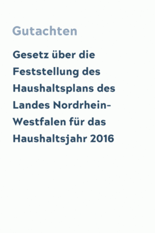 Gesetz über die Feststellung des Haushaltsplans des Landes Nordrhein-Westfalen für das Haushaltsjahr 2016