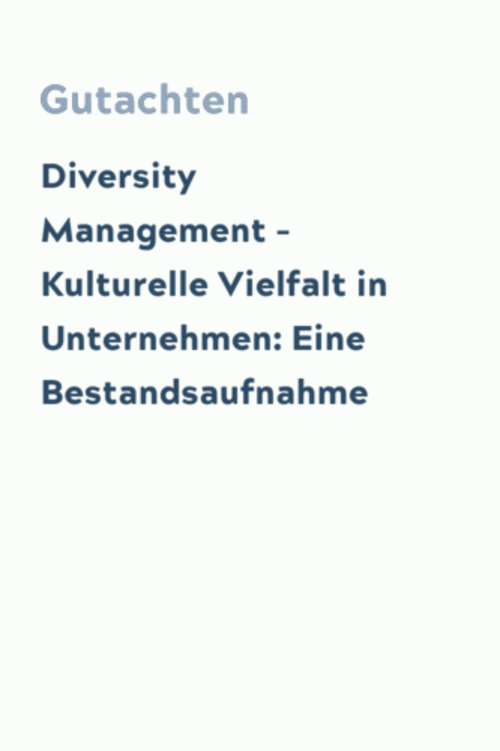 Diversity Management – Kulturelle Vielfalt in Unternehmen: Eine Bestandsaufnahme