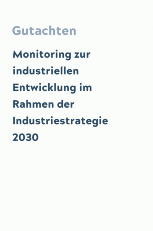Monitoring zur industriellen Entwicklung im Rahmen der Industriestrategie 2030